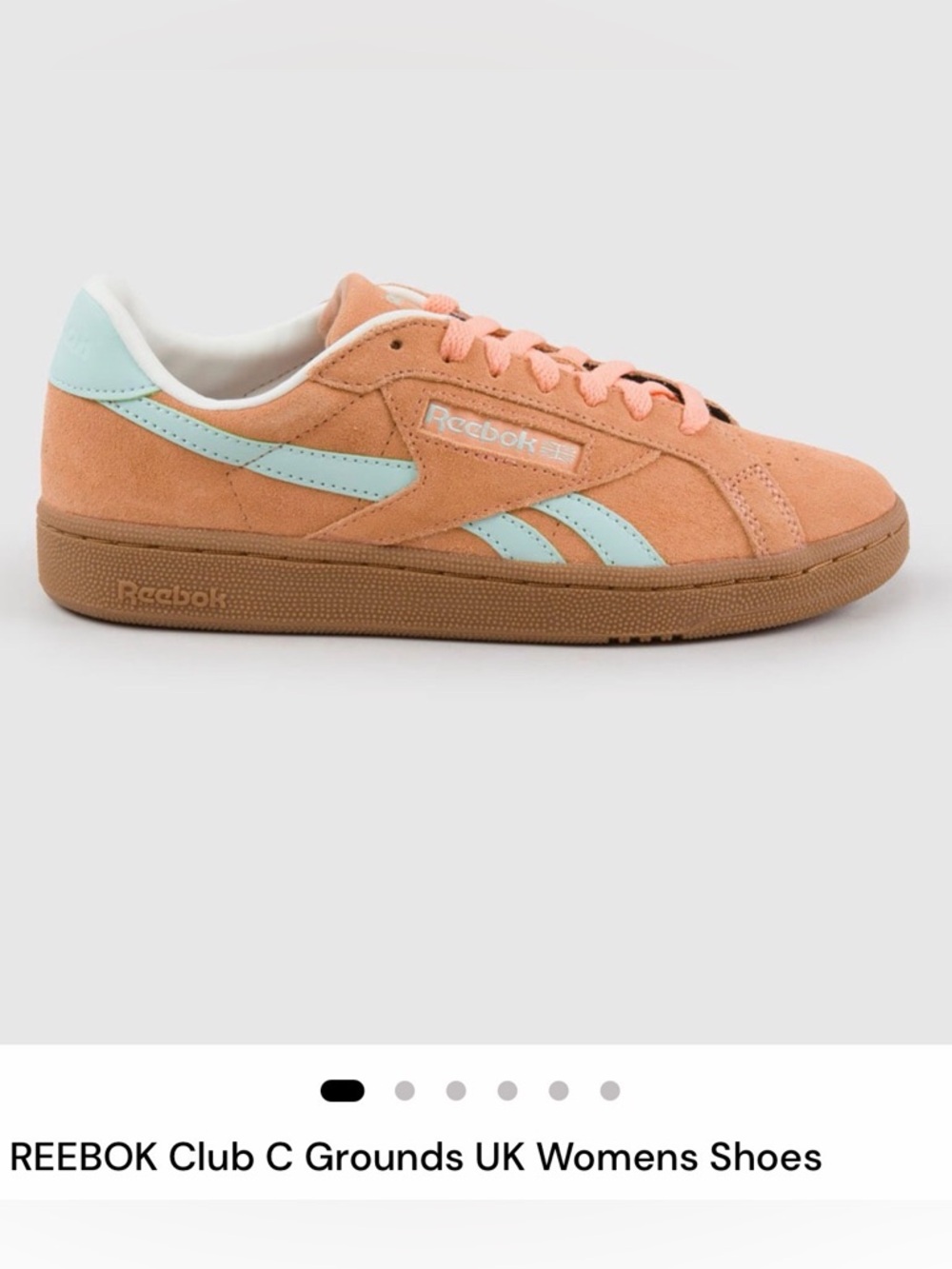 NWT - Reebok Club C Grounds UK Women's Peach & Mint Suede Sneakers